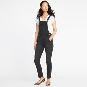 NWT Old Navy Black Wash Straight Leg Bib Denim Overalls Size Petite 6